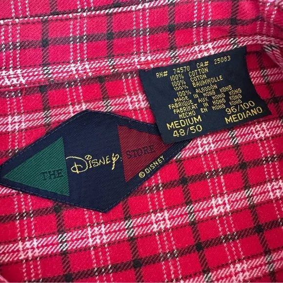 Disney 101 Dalmatians 100% Cotton Adorable Embroidered Red Flannel, Size M - Picture 5 of 9